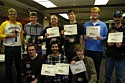 Awards ceremony\nFront row, Zach Dixon, Nico Paris, Dylan Boyer\nBack row, Chris Olin, Warren Purvin, Steve Savage, William Baer, Scott Johnston, and Caleb Pflyeger